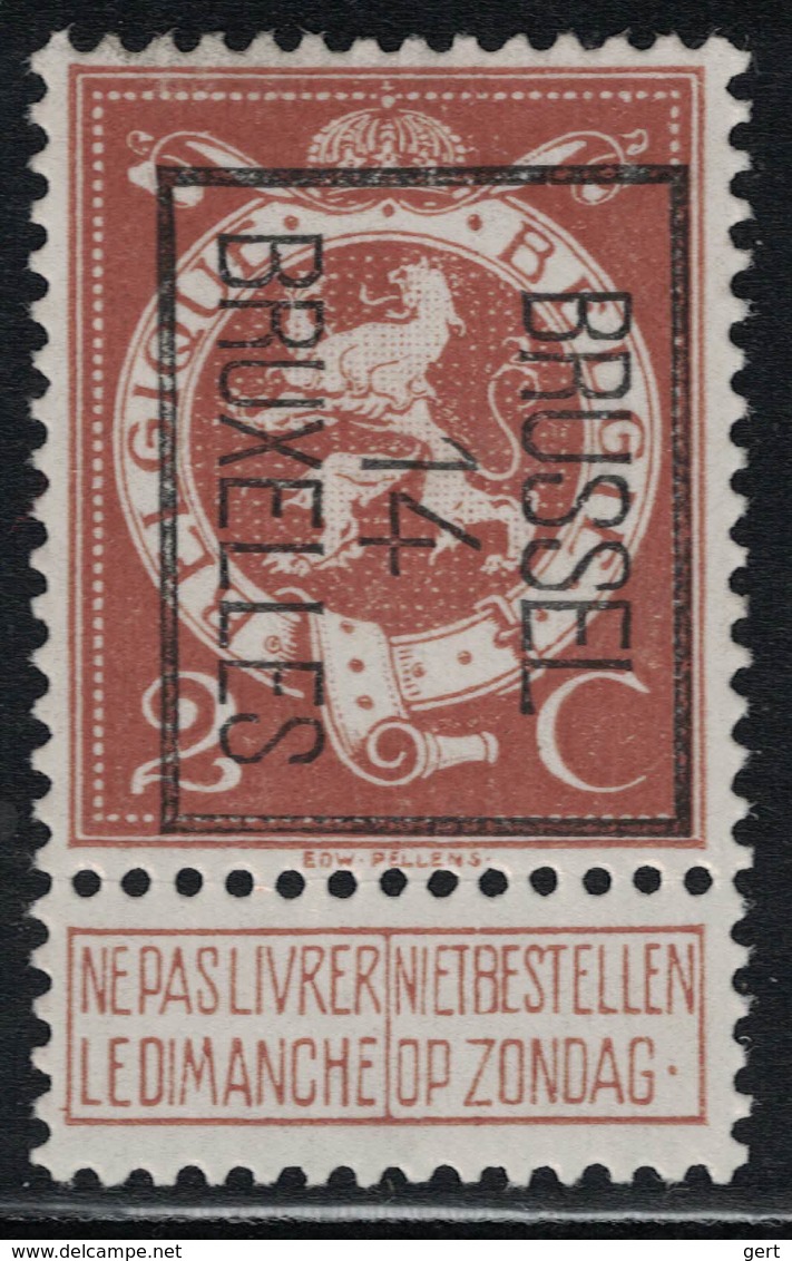 2c N° Preo 50B Brussel 14 Bruxelles - Tipo 1912-14 (Leoni)