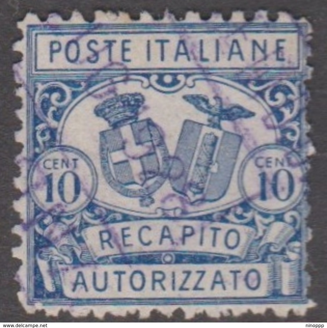 Italy AD 1 1928 Authorized Delivery Stamps, 10c Blue Perf 11, Used - Used