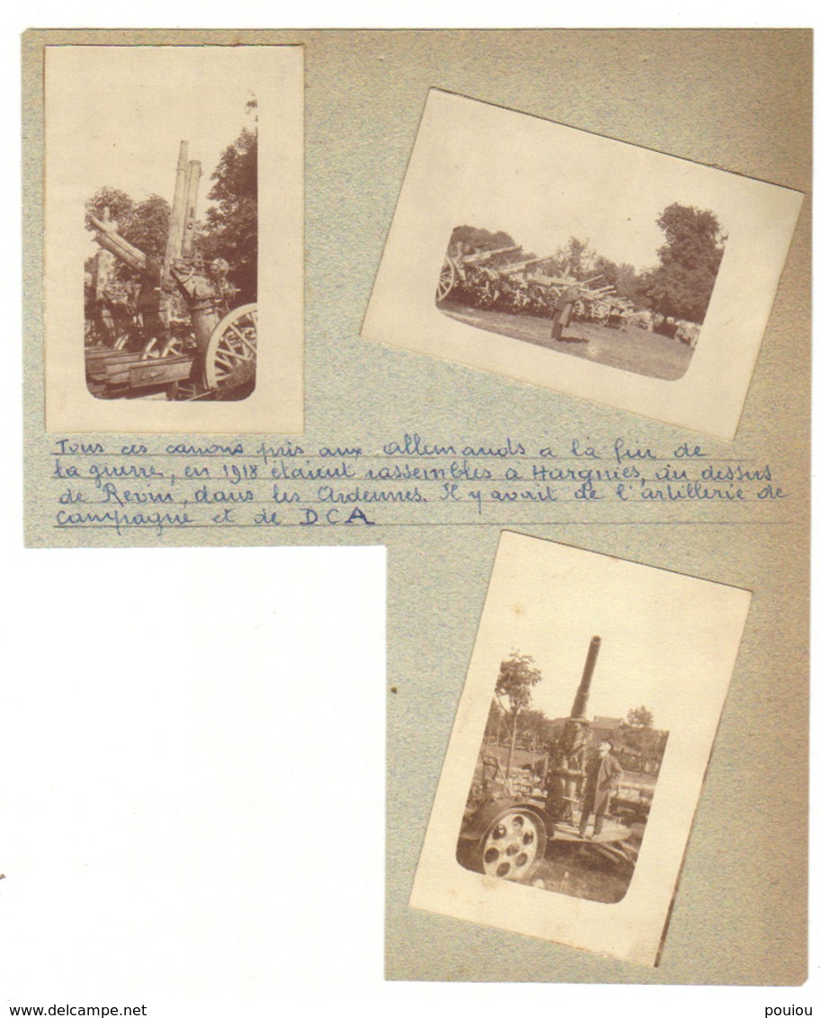 08 HARGNIES Au Dessus De Revin 3 Photos Originales 1918 Canons Pris Aux Allemands - Autres & Non Classés