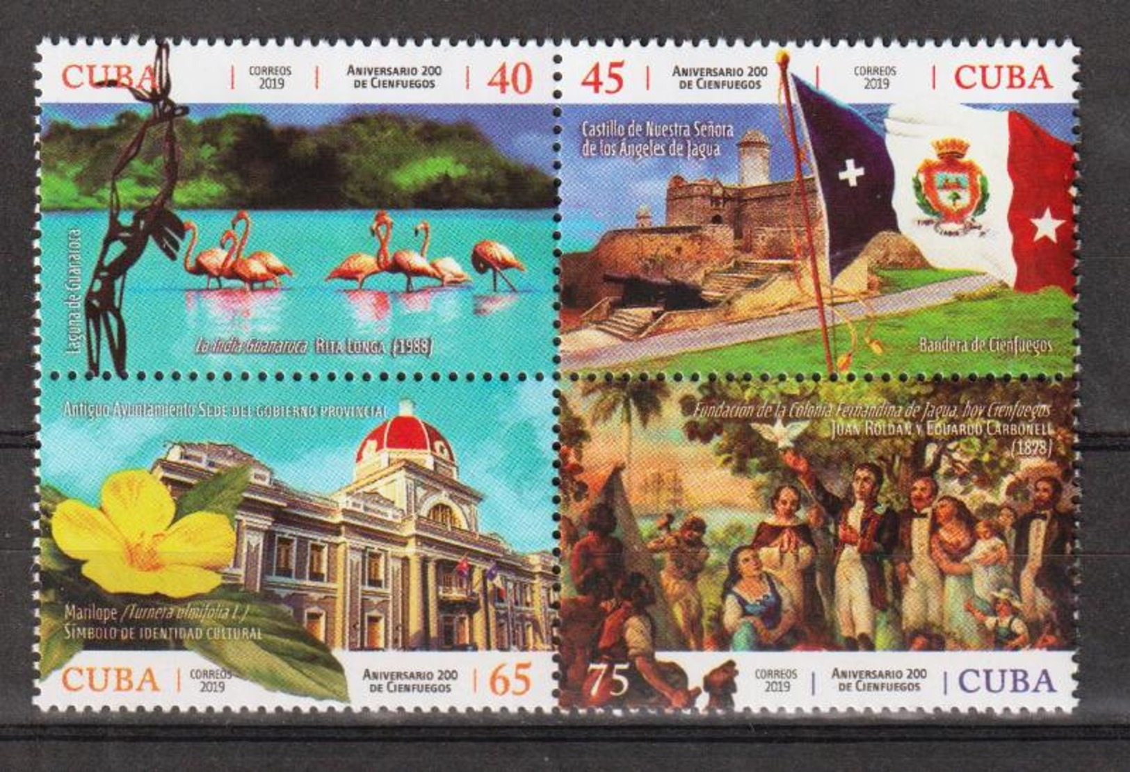 Cuba 2019 200th Anniversary Of Cienfuegos City(Birds, Flowers, Architecture, Flags) 4v + S/S MNH - Sellos