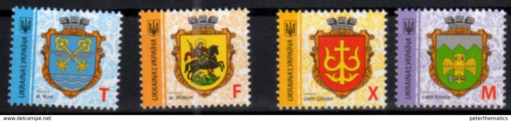 UKRAINE , 2018, MNH, COAT OF ARMS, ST. GEORGE, NEZHYN, KLESOV, CHOP, SHATSK, NEW PRINTING, 3v - Stamps