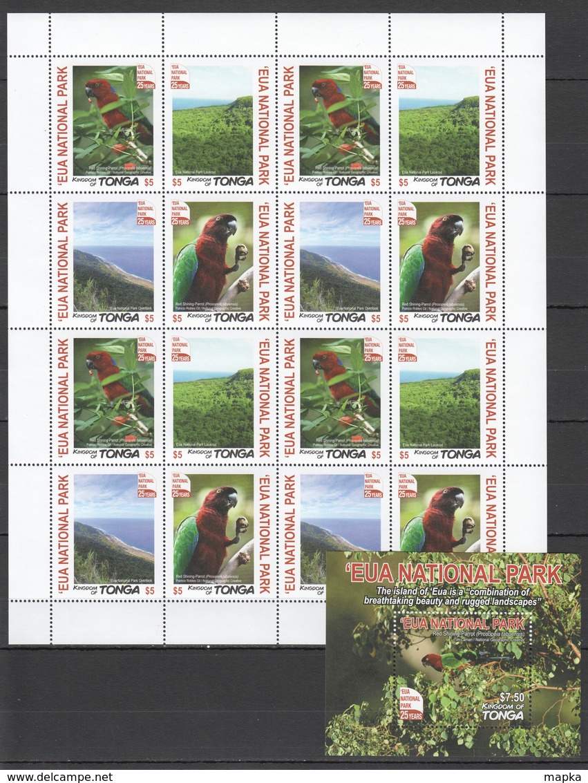 VV801 2017 TONGA FAUNA BIRDS PARROTS EUA NATIONAL PARK !!! MICHEL 92 EURO !!! 1SH+1BL MNH - Perroquets & Tropicaux