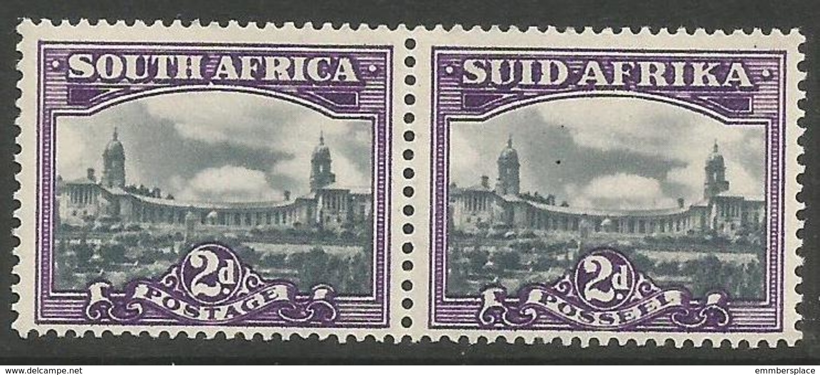 South Africa - 1946 Government Buildings 2d  Pair MNH **    SG 107   Sc 55 - Unused Stamps