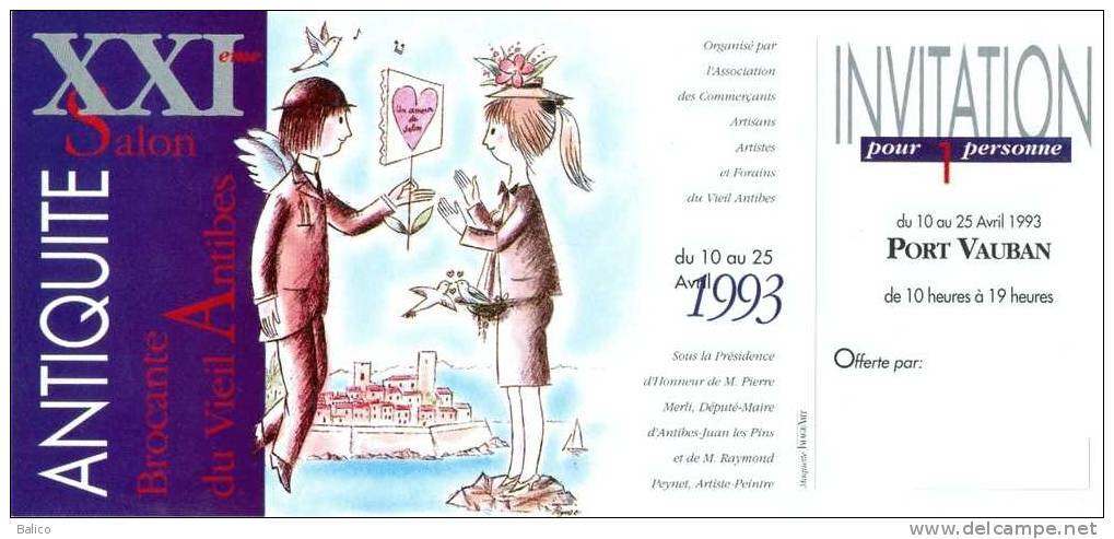 Peynet - Invitation Salon D'Antibes 1993 - Peynet