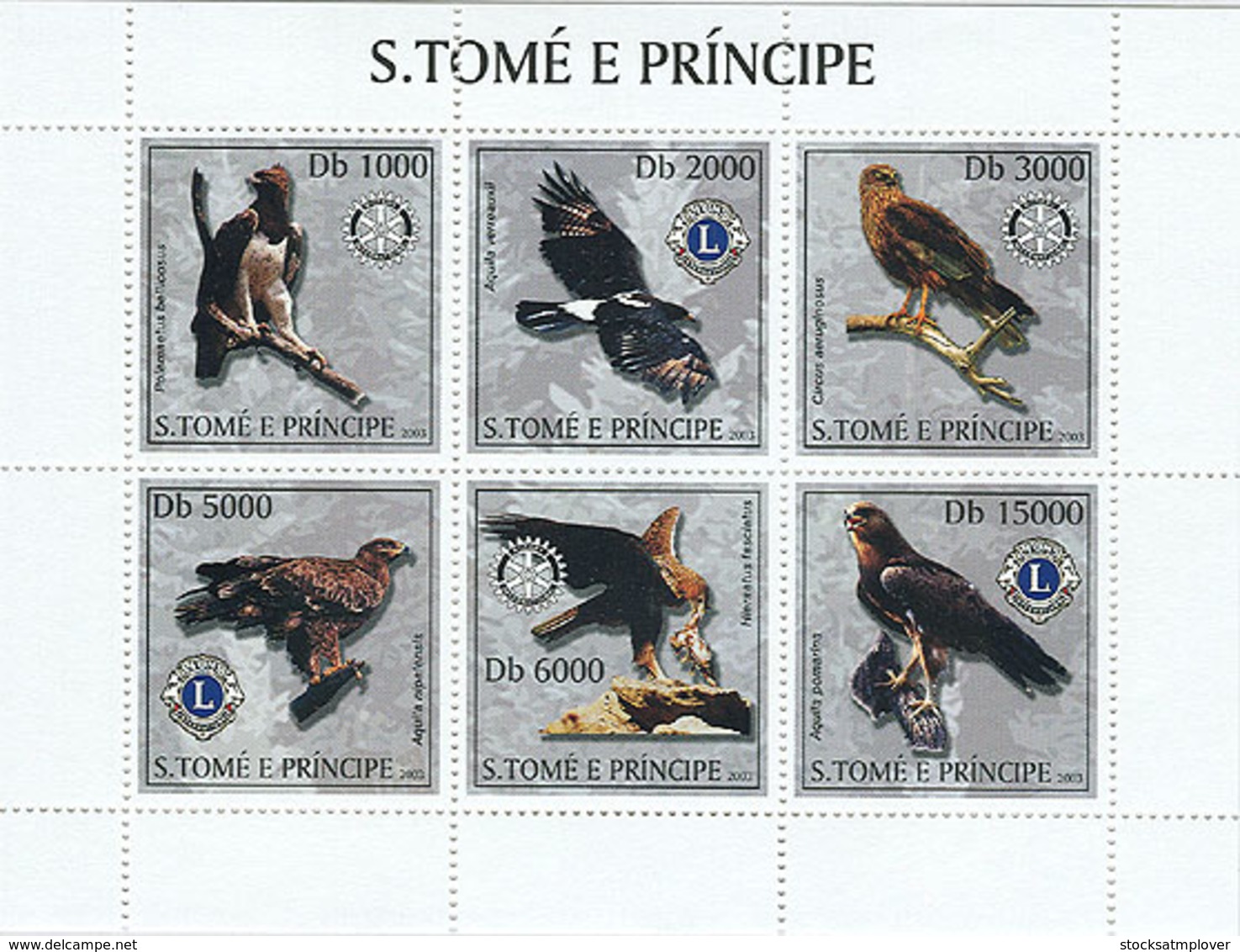 Sao Tome 2003 Fauna Eagles & Lions-Rotary - Sao Tome And Principe