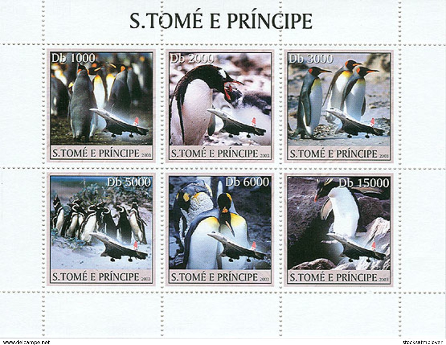 Sao Tome 2003 Fauna Penguins & Concorde - Sao Tome And Principe