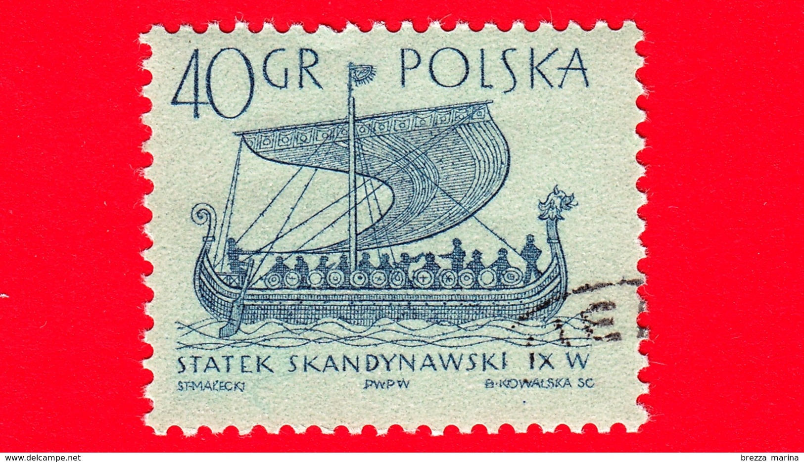 POLONIA - Usato - 1963 - Imbarcazione - Barche A Vela - Scandinavian "Gokstad" - 40 - Used Stamps