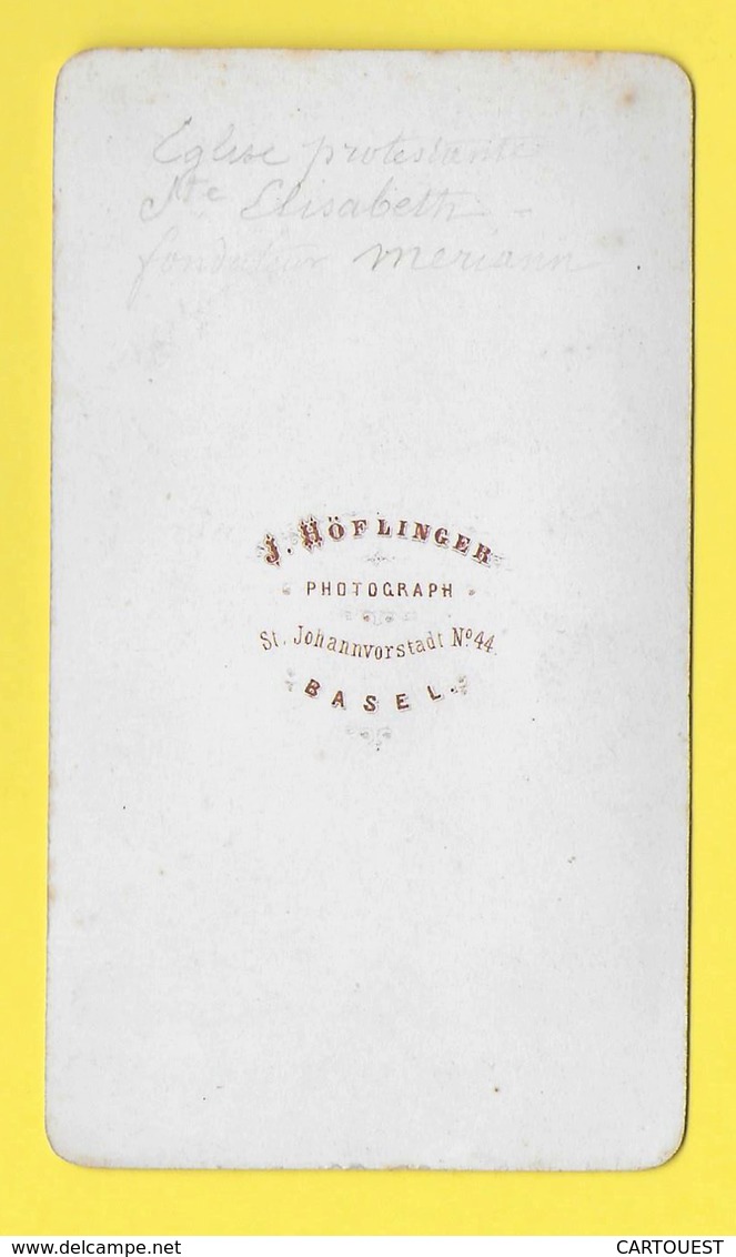 ֎ Photographie CDV Albumen BASEL Église Sainte-Élisabeth  ֎ J. HÖFLINGER  ֎ Photographes BALE 44, St JOHANNVORSTADT - Anciennes (Av. 1900)