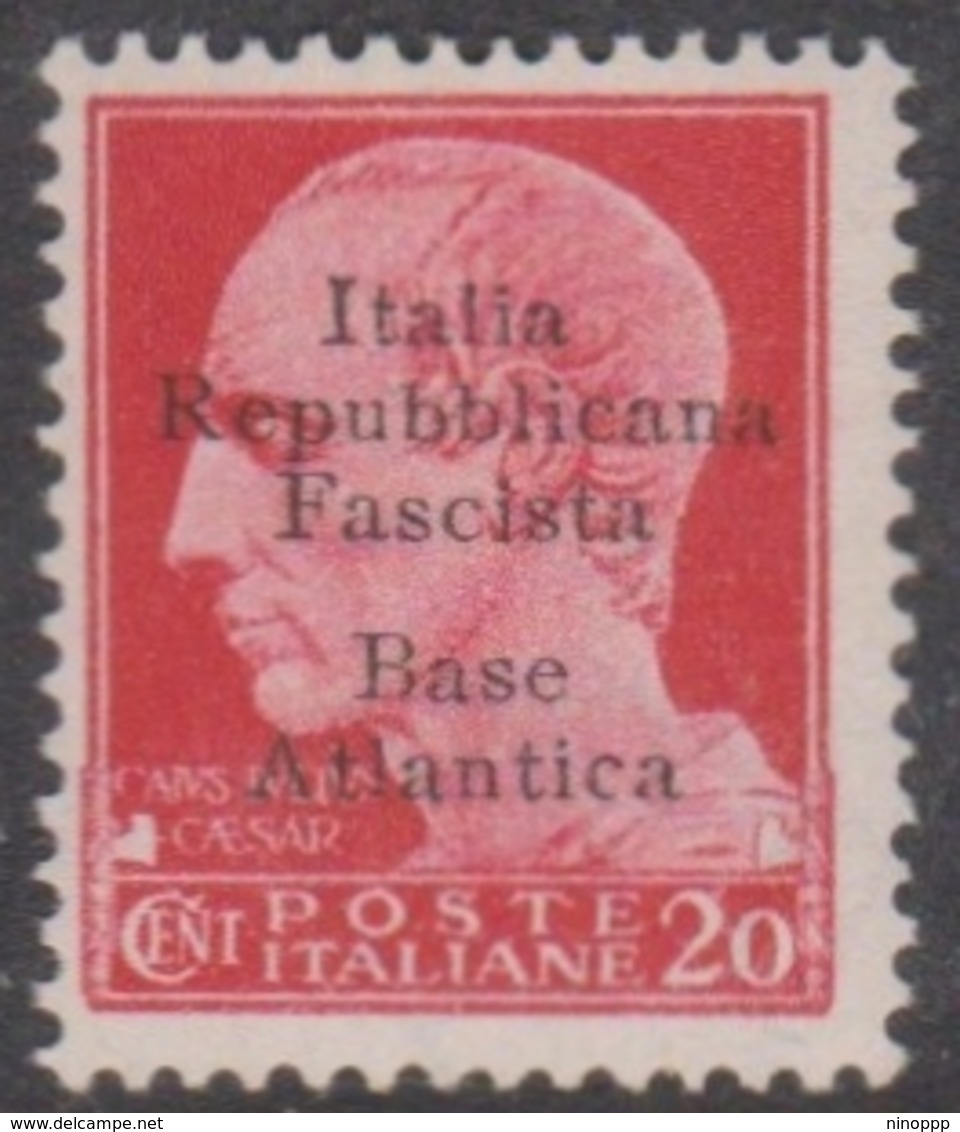 Italy-Italian Social Republic 1943 Overprinted Base Atlantica S 8, Mint Never Hinged - Lokale/autonome Uitgaven