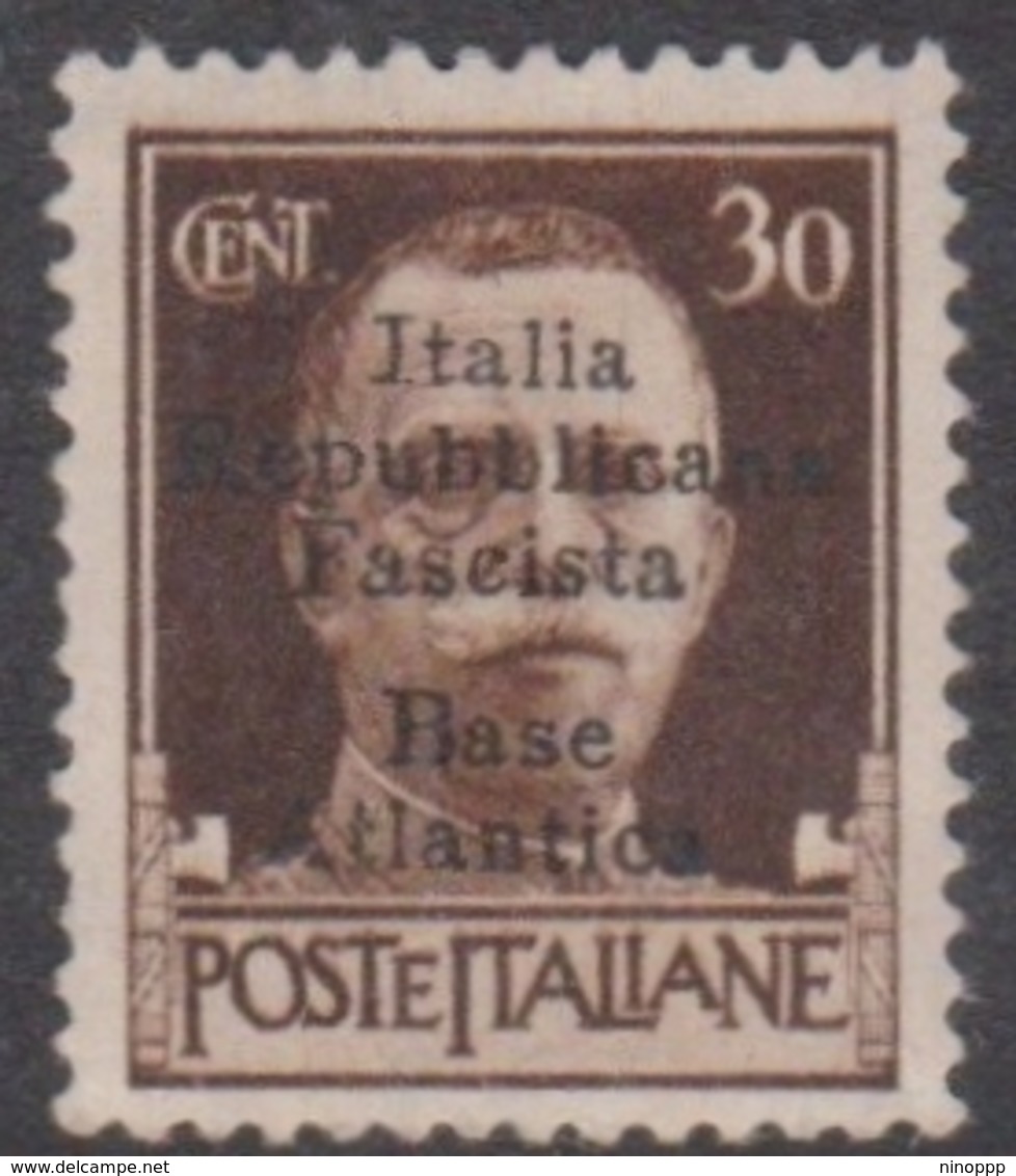 Italy-Italian Social Republic 1944 Overprinted Base Atlantica S 28, 30c Brown, Mint Hinged - Local And Autonomous Issues