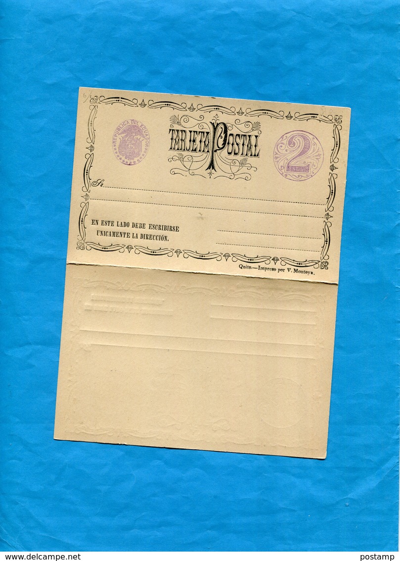 EQUATEUR- Carte Lettre Entier Postal Stationnery- Con Respuesta-neuf-  1885-2 C Violet  -armoiries - Equateur