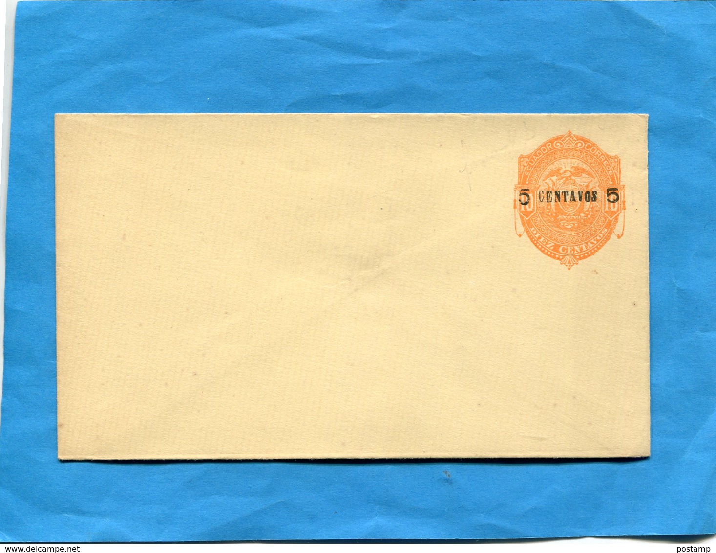 EQUATEUR- Enveloppe Crème Entier Postal Stationnery- 1895-5 C Surchargé/10 Rouge-armoiries - Equateur