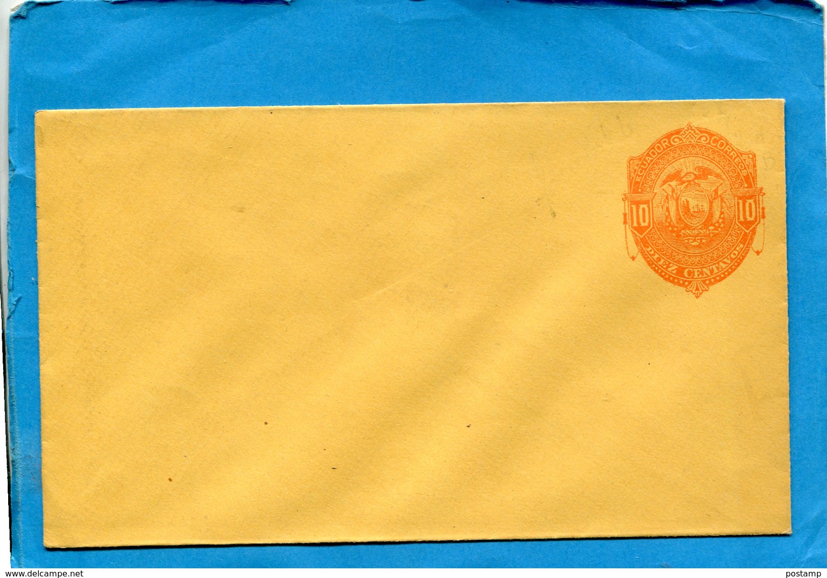 EQUATEUR- Enveloppe Jaune Entier Postal Stationnery- 1895-10 C  Rouge-armoiries - Ecuador