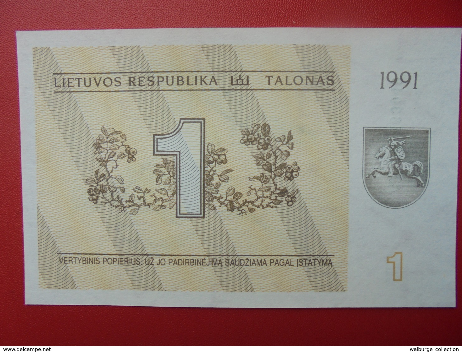 LITUANIE 1 TALONAS 1991 PEU CIRCULER/NEUF - Lithuania