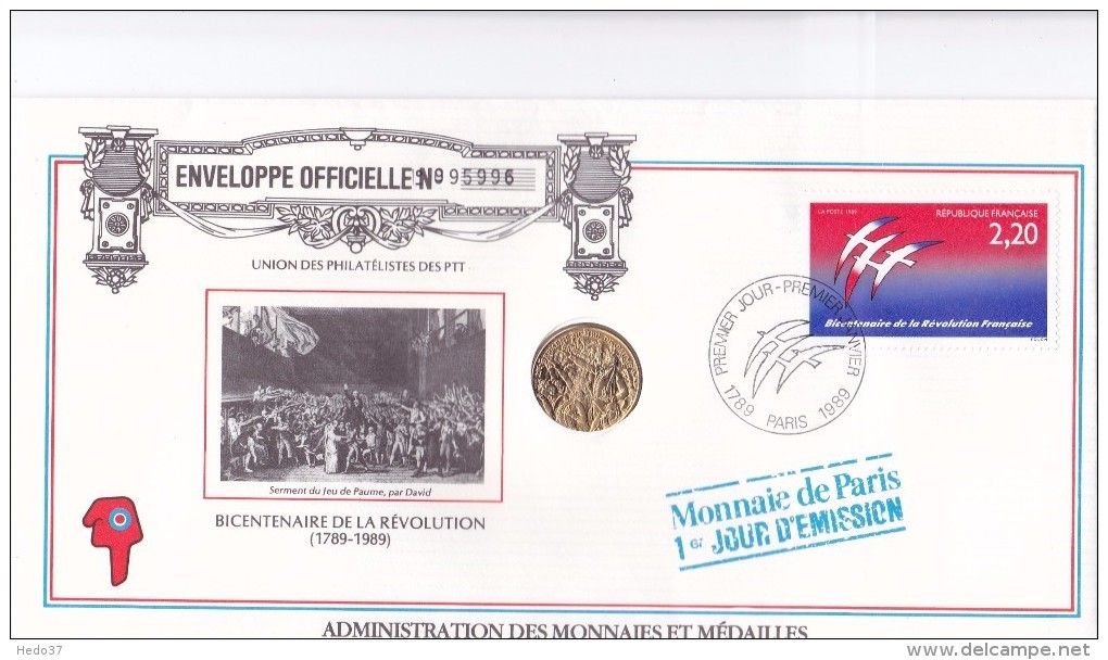 Bi-Centenaire De La Révolution Française. Enveloppe & Sa Médaille - French Revolution