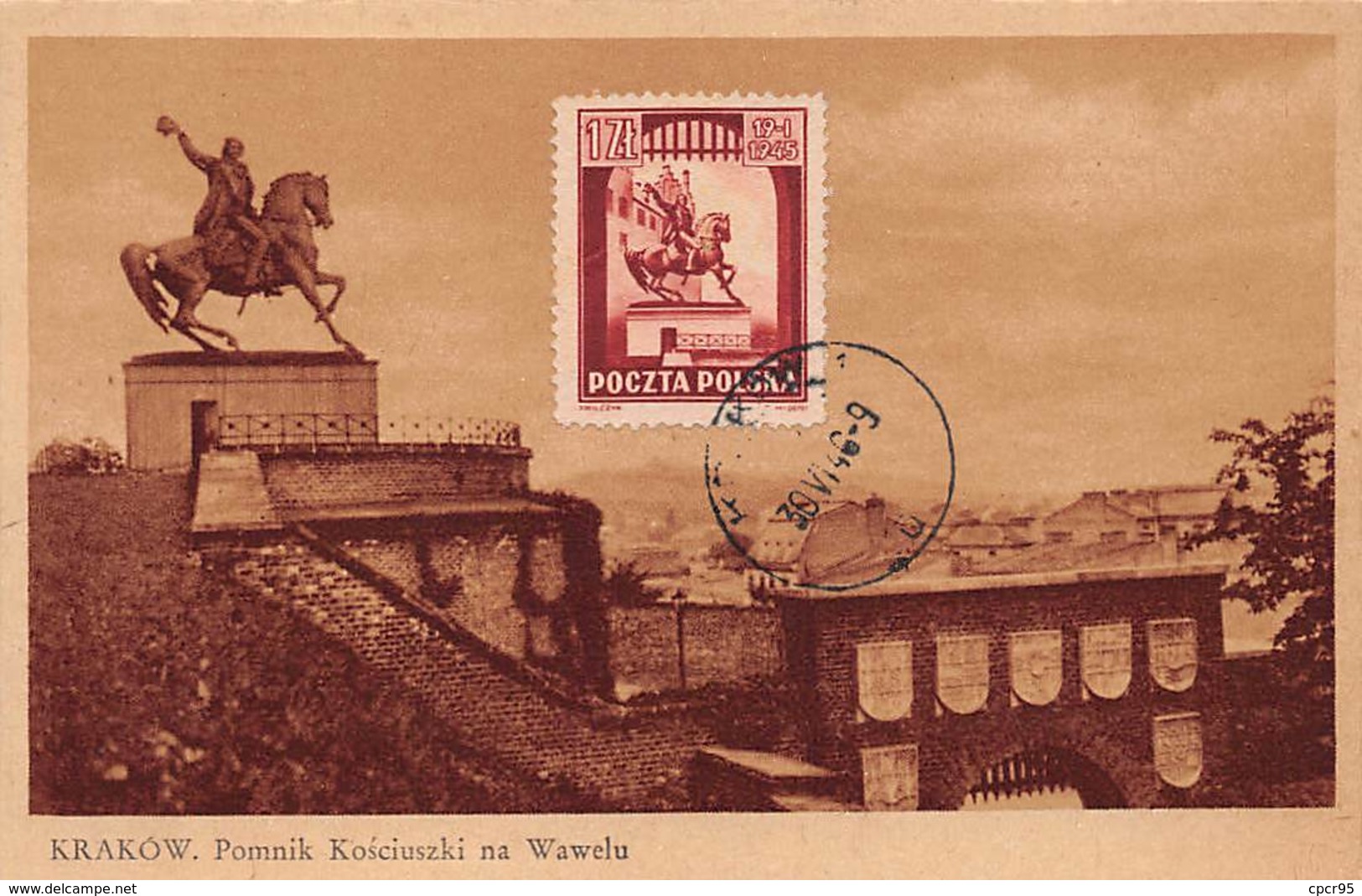 Pologne.n°57707.krakow.pomnik Kosciuszki Na Wawelu.carte Maximum - Pologne