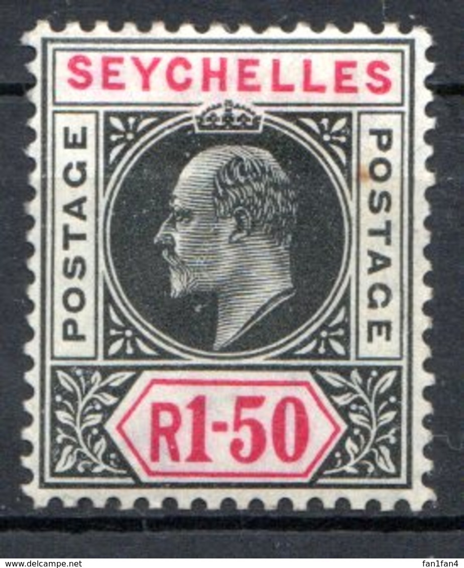 SEYCHELLES - (Colonie Britannique) - 1906 - N° 61 - 1 R. 50 Noir Et Carmin - (Edouard VII) - Seychelles (...-1976)