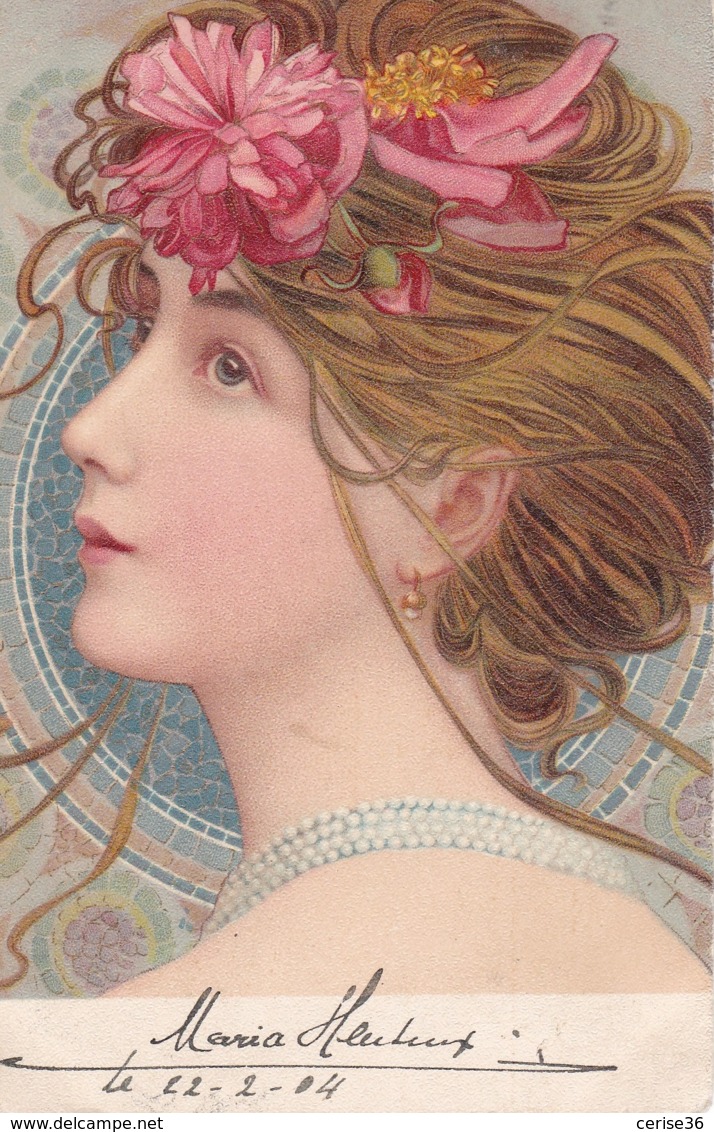 Carte D'une Femme Art Nouveau Circulée En 1904 - 1900-1949