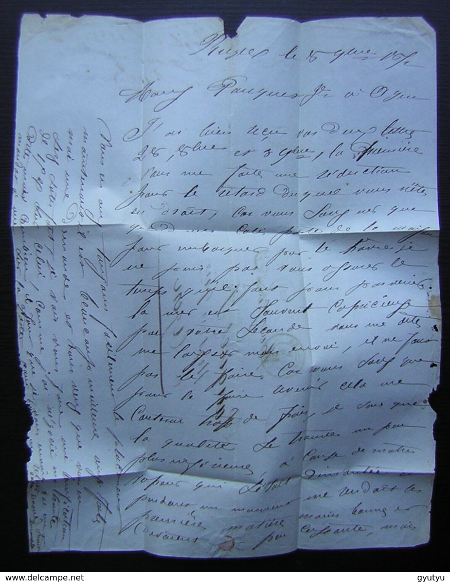 Rugles (Eure) 1852 Lettre Non Affranchie, Taxéee 25 De Auguste Duroux Pour Agen (Lot Et Garonne) - 1849-1876: Période Classique