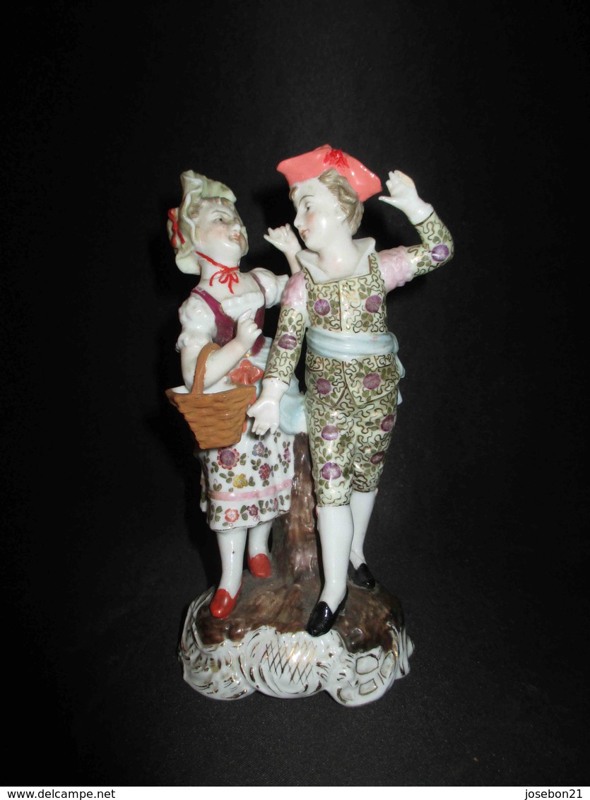 Ancien Couple D'amoureux Porcelaine De Sitzendorf Allemagne Fin XIX ème - Andere & Zonder Classificatie