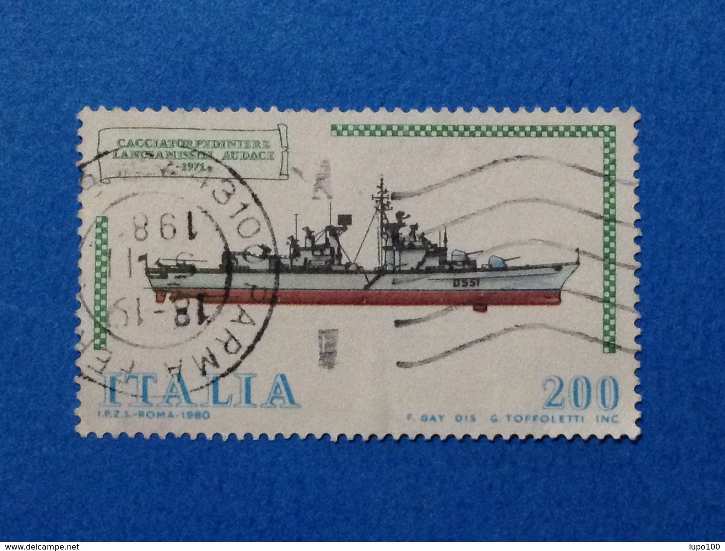 1980 ITALIA FRANCOBOLLO USATO STAMP USED NAVI NAVE CACCIATORPEDINIERE LANCIAMISSILI AUDACE - 1971-80: Usati