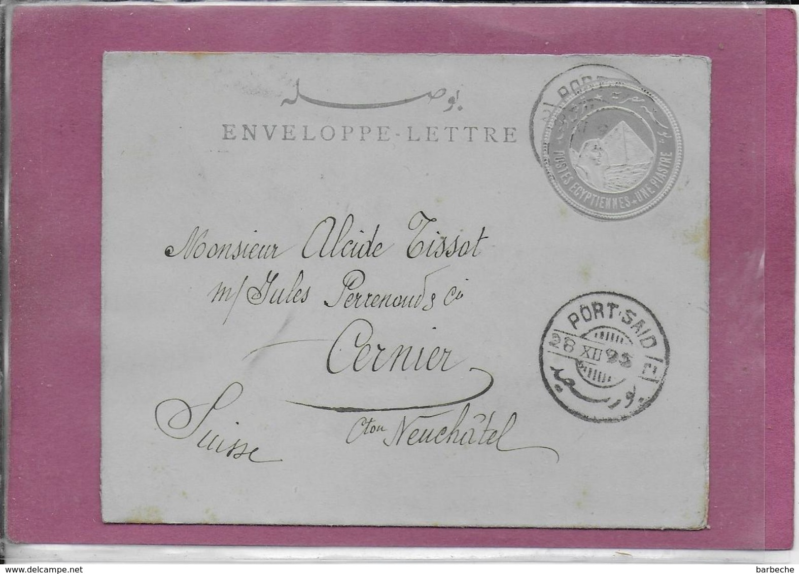 ENVELOPPE-LETTRE .- PORT SAÏD - 1866-1914 Khédivat D'Égypte