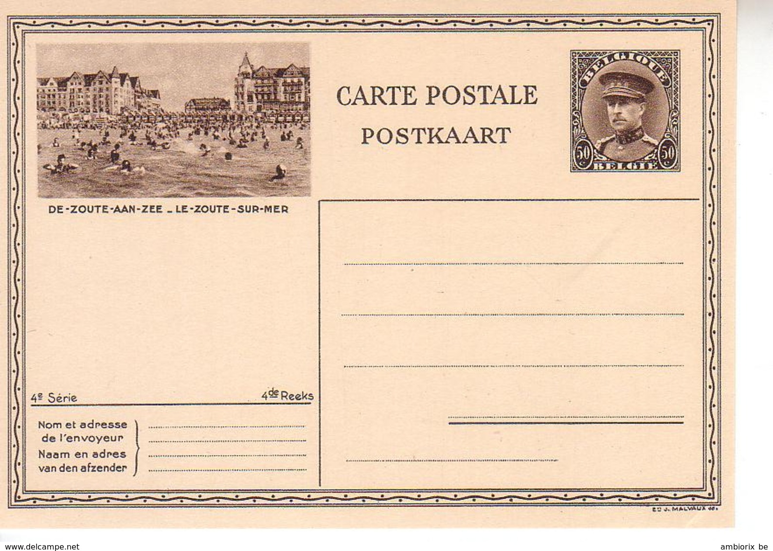 Carte Illustrée Neuve 4° Série Nr 12 - 9 De Zoute Aan Zee - Le Zoute Sur Mer - Vori Description - Cartes Postales Illustrées (1971-2014) [BK]