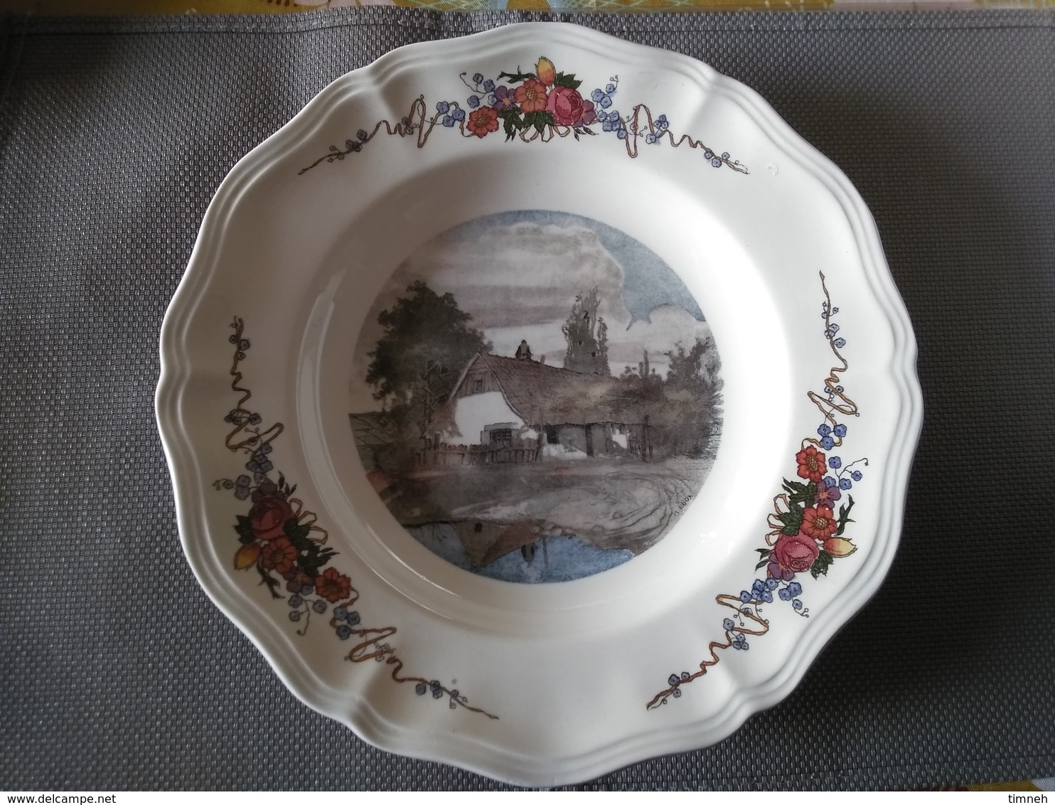 HENRI LOUX - SARREGUEMINES OBERNAI ALSACE - ASSIETTE CREUSE SOUPE - VIEILLE FERME - Sarreguemines (FRA)