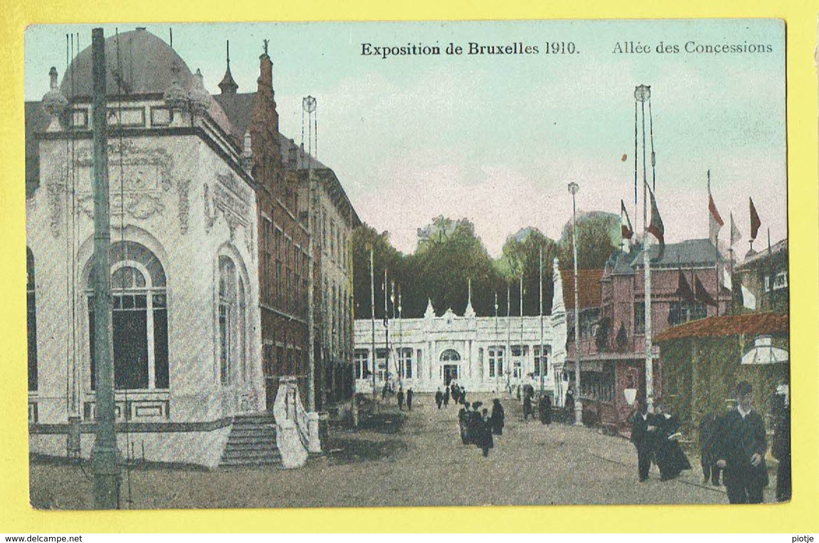 * Brussel - Bruxelles - Brussels * Exposition De Bruxelles, Expo 1910, Allée Des Concessions, Couleur, Kleur, Rare - Wereldtentoonstellingen