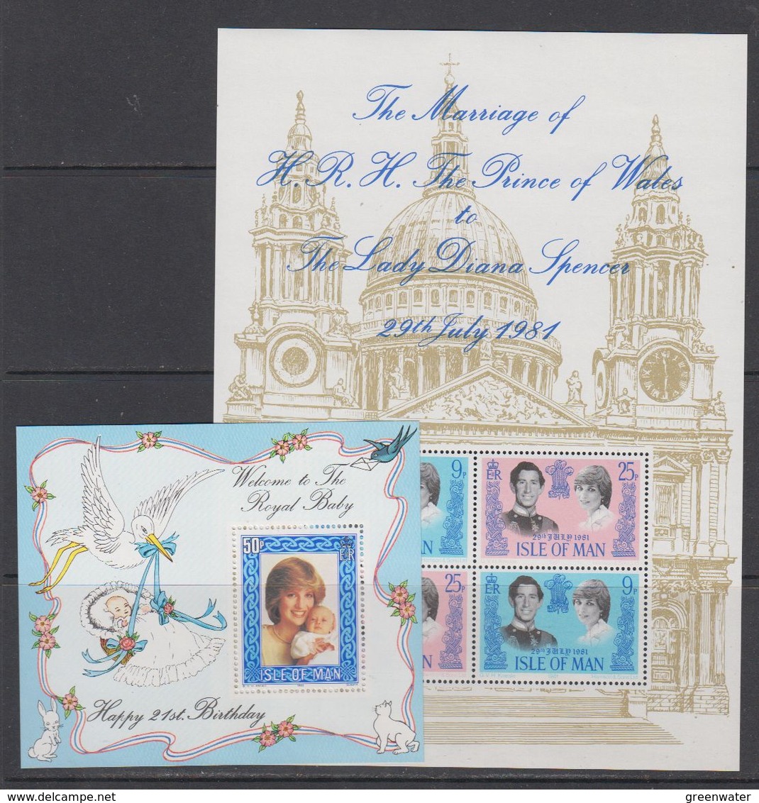 Isle Of Man 1981 + 1982 Wedding +  Royal Baby / Lady Di 2 M/s ** Mnh (42958) - Man (Eiland)