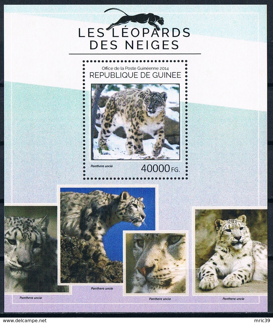 Bloc Sheet Animaux Felins Leopards Animals Wild Cats Neuf  MNH ** Guinee Guine 2014 - Félins