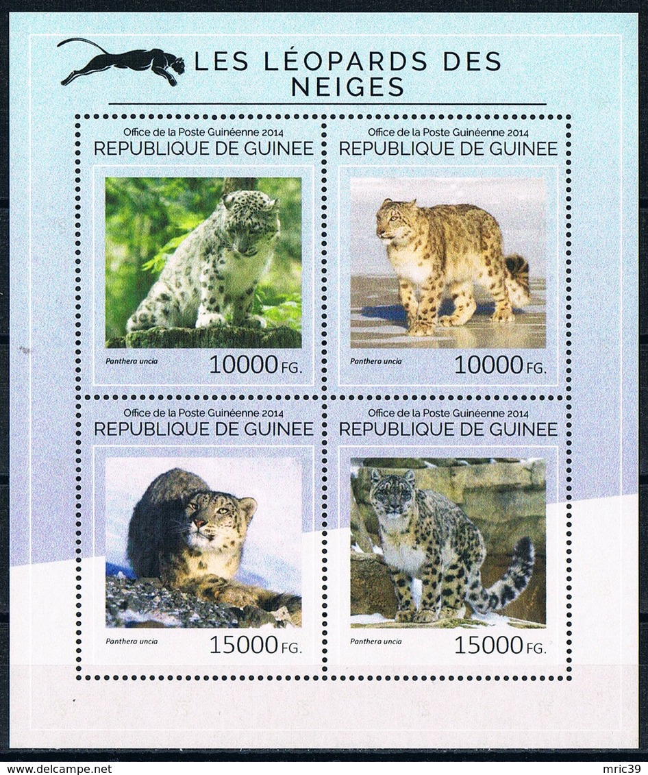 Bloc Sheet Animaux Felins Leopards Animals Wild Cats Neuf  MNH ** Guinee Guine 2014 - Félins