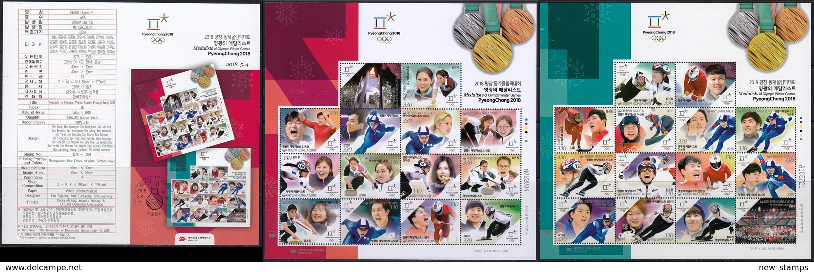 South Korea 2018 Medalists Of Winter Olympic Games In PyeongChang 2 Minisheets MNH - Winter 2018: Pyeongchang