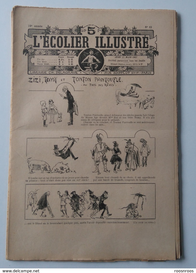 L'ECOLIER ILLUSTRE 1907 - N° 12 A 15 - HISTOIRE DESSINEE "ZIZI TOMY ET TONTON PANTOUFLE AU PAYS DES REVES "" - 12-18 Ans