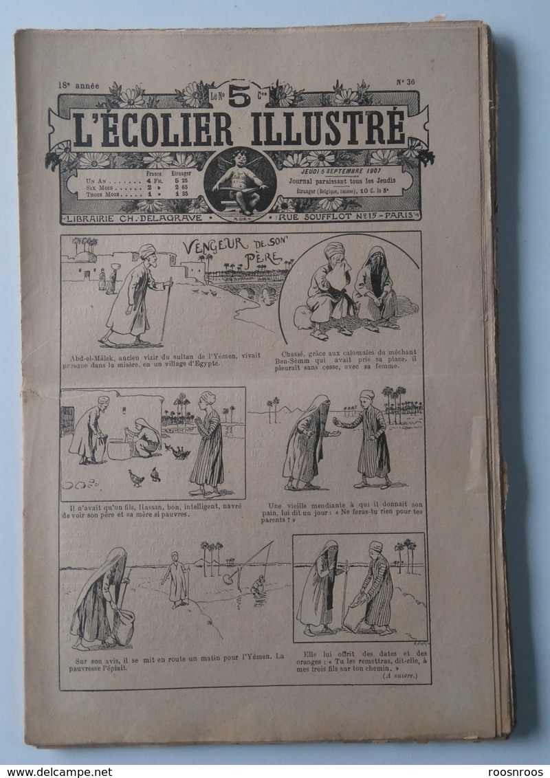 L'ECOLIER ILLUSTRE 1907 - N° 36 A 44 - HISTOIRE DESSINEE "VENGEUR DE SON PERE" - 12-18 Ans