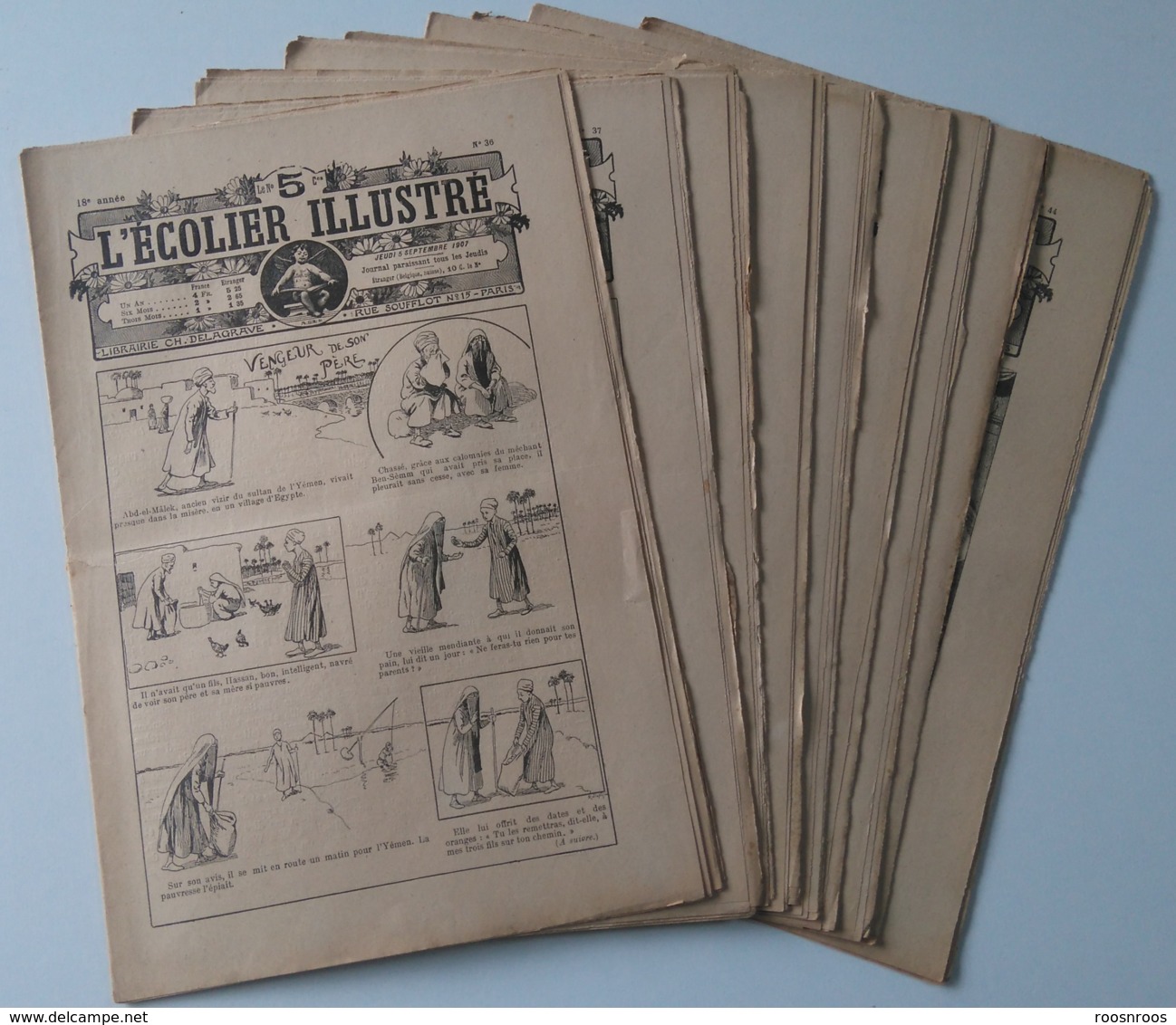 L'ECOLIER ILLUSTRE 1907 - N° 36 A 44 - HISTOIRE DESSINEE "VENGEUR DE SON PERE" - 12-18 Ans