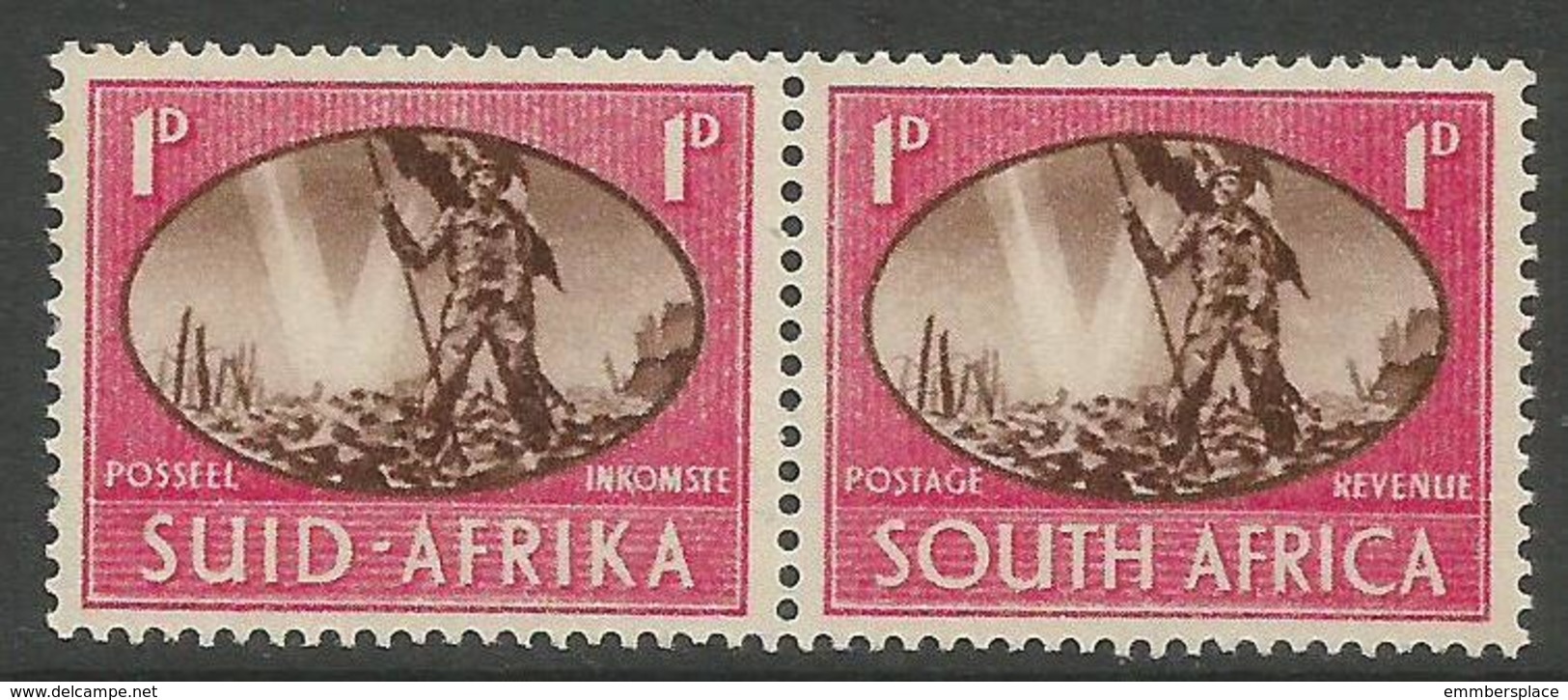 South Africa - 1945 Victory 1d Aniline Centre MNH **     SG 108v   Sc 100v - Unused Stamps