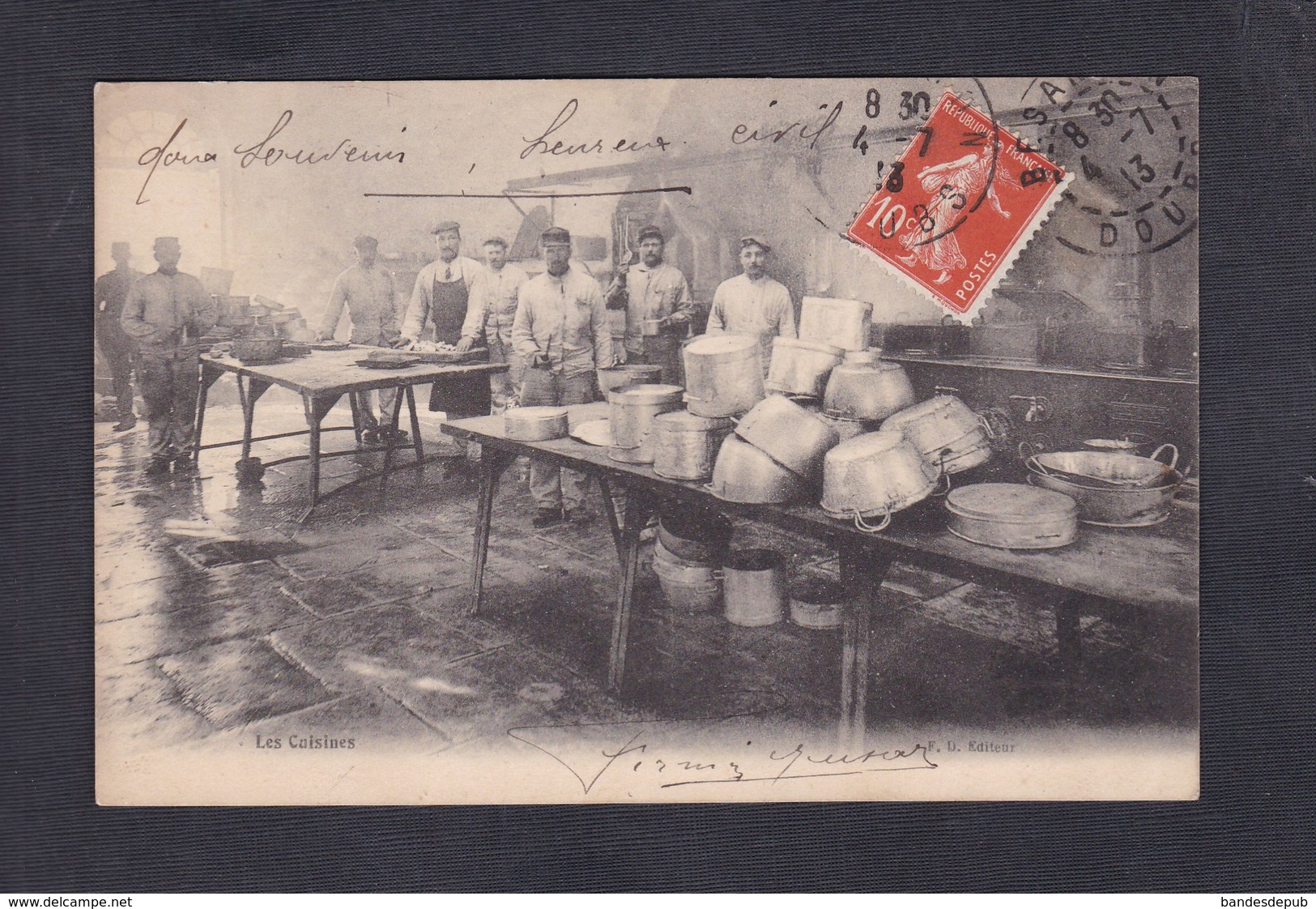 Militaria Besancon Les Cuisines F.D. Editeur Voyagé En 1913 De Besancon à Valentigney - Besancon