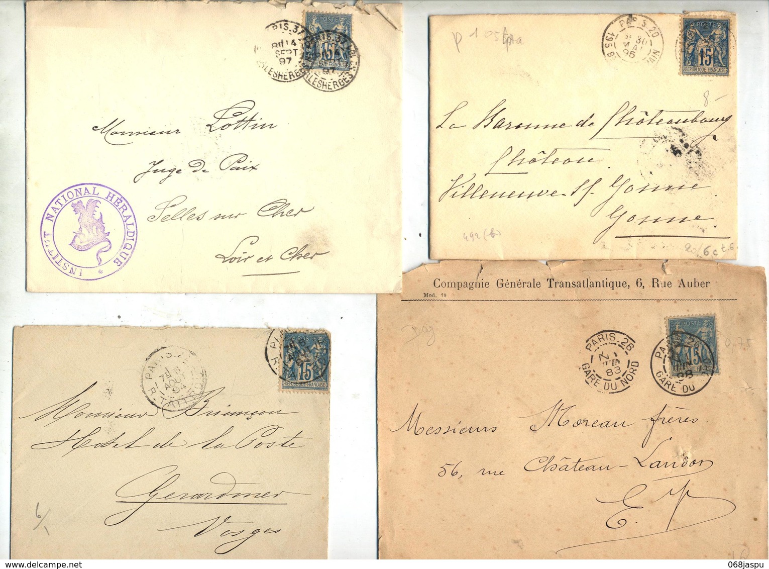 Lot 6  Lettre Cachet Sur Sage  à Voir - 1877-1920: Periodo Semi Moderno