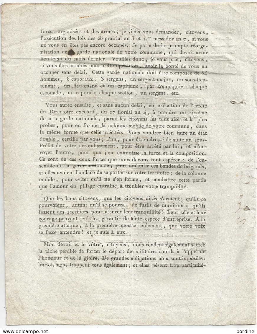 LOT Et GARONNE - MARMANDE - Lettre Du Lieutenant De Gendarmerie Concernant La Garde Nationale - 1800 - RR - Documents Historiques