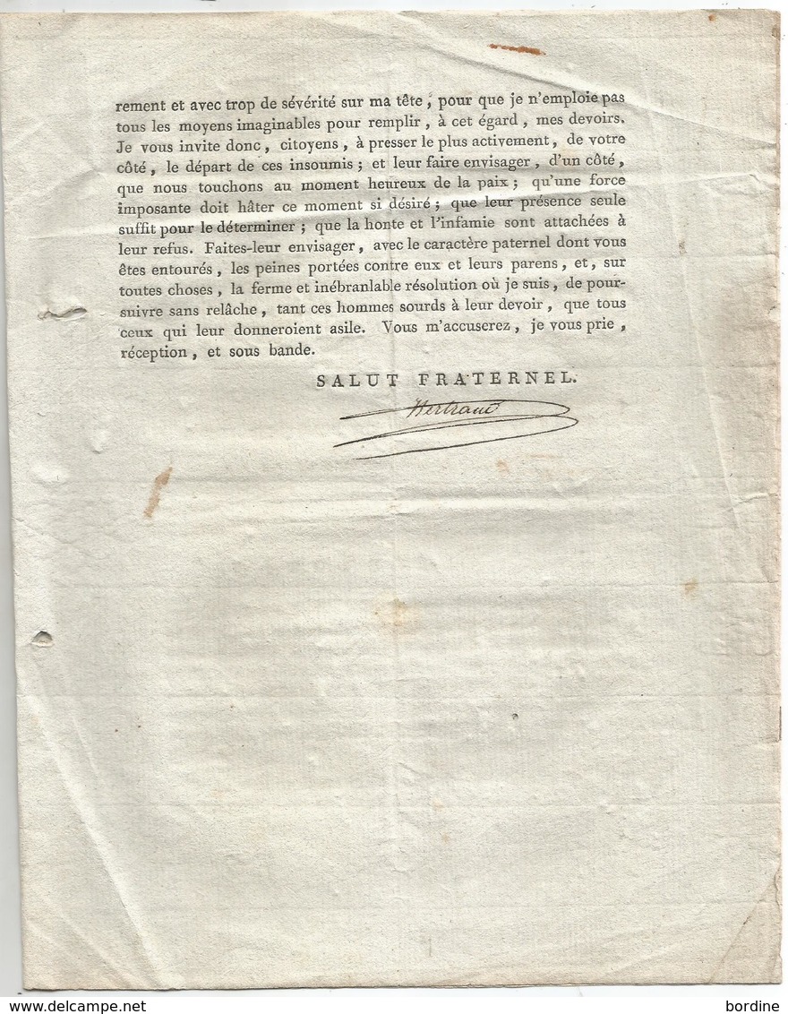 LOT Et GARONNE - MARMANDE - Lettre Du Lieutenant De Gendarmerie Concernant La Garde Nationale - 1800 - RR - Documents Historiques