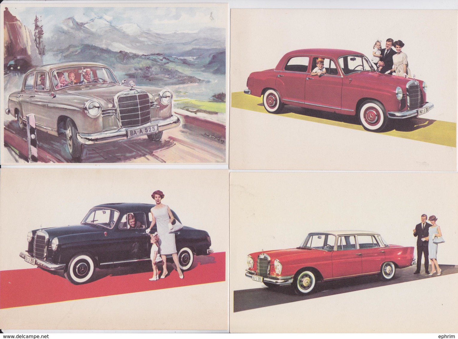 MERCEDES-BENZ - Lot De 6 Cartes Postales Publicitaires - Publicité - Advertising Postcard - Passenger Cars