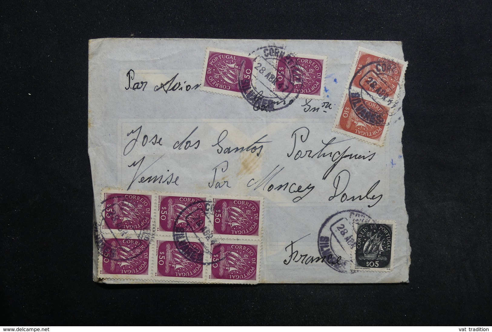 PORTUGAL - Enveloppe Pour La France En 1947 , Affranchissement Plaisant - L 30894 - Lettres & Documents