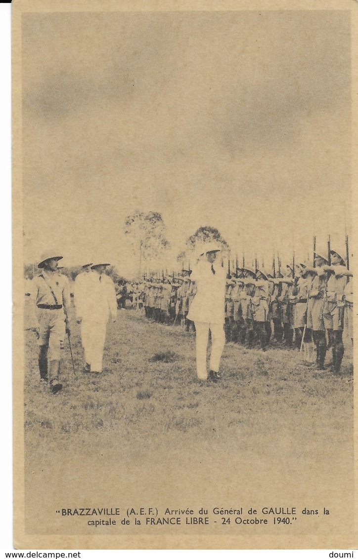 AEF Brazzaville  France Libre Arrivée De DE GAULLE 24 Octobre 1940 Au Dos Timbre  1f  Surchargé 24.10.40 - Brazzaville