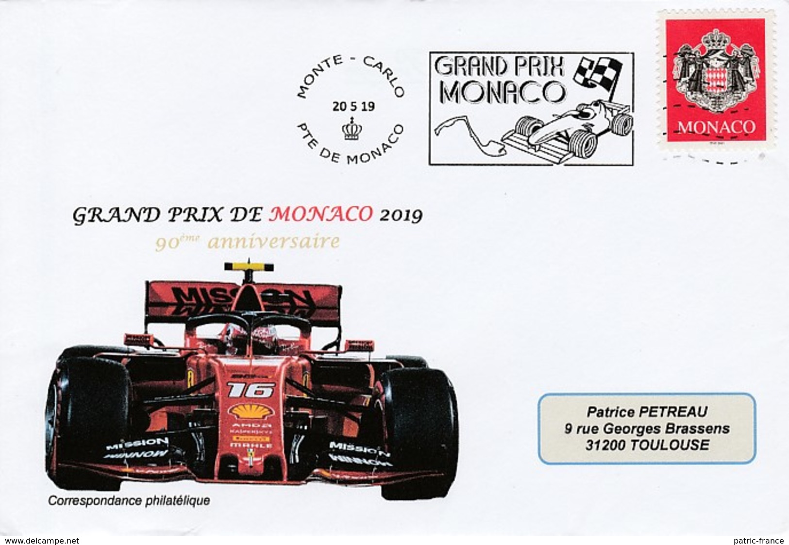 Monaco 2019 - Flamme Annonce Du Grand Prix De Formule 1 (F1) - Ferrari N°16 C.Leclerc - Automobilismo