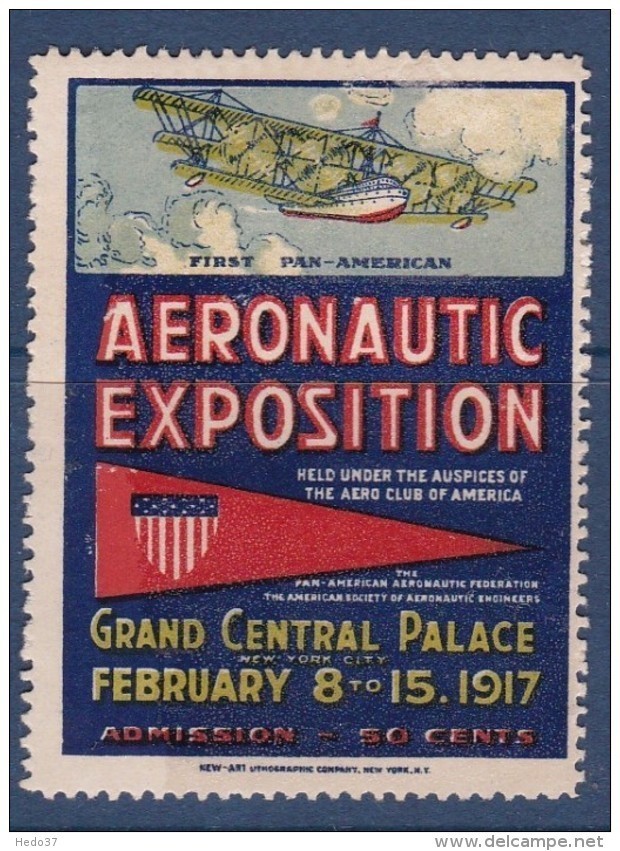 Etats Unis - Vignette Aeronautix Exposition New York 1917 - Neuf * - TB - Erinnophilie