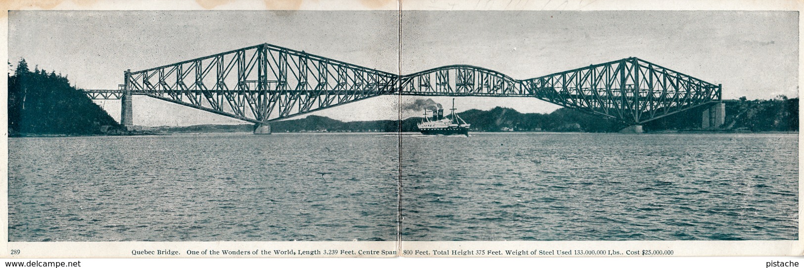 Québec City - Double B&W Post Card - Pont Bridge - Wonder Of The World - Size 11 X 3 1/2 - Unused - 2 Scans - Québec - Les Rivières