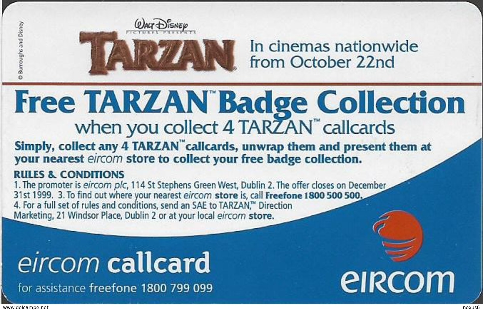 Ireland - Eircom - Tarzan Leaping - 10Units, 11.1999, 75.000ex, Used - Ireland