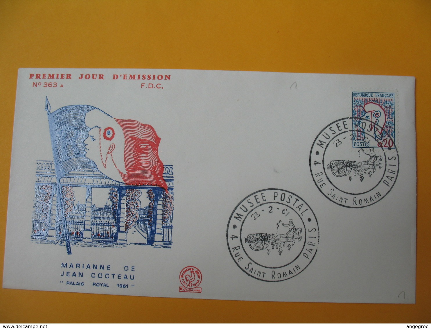 FDC 1961   France  N° 1282  Type Marianne De Cocteau  Cachet Musée Postal  Paris - 1960-1969