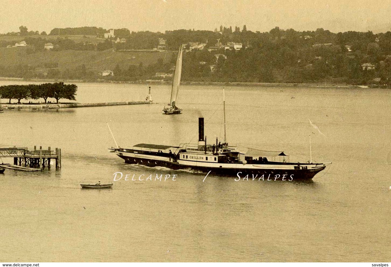 Suisse * Genève Quai Des Eaux Vives, Bateau à Vapeur, Barques Léman - Photo Albumine Vers 1890 - Voir Scans - Anciennes (Av. 1900)